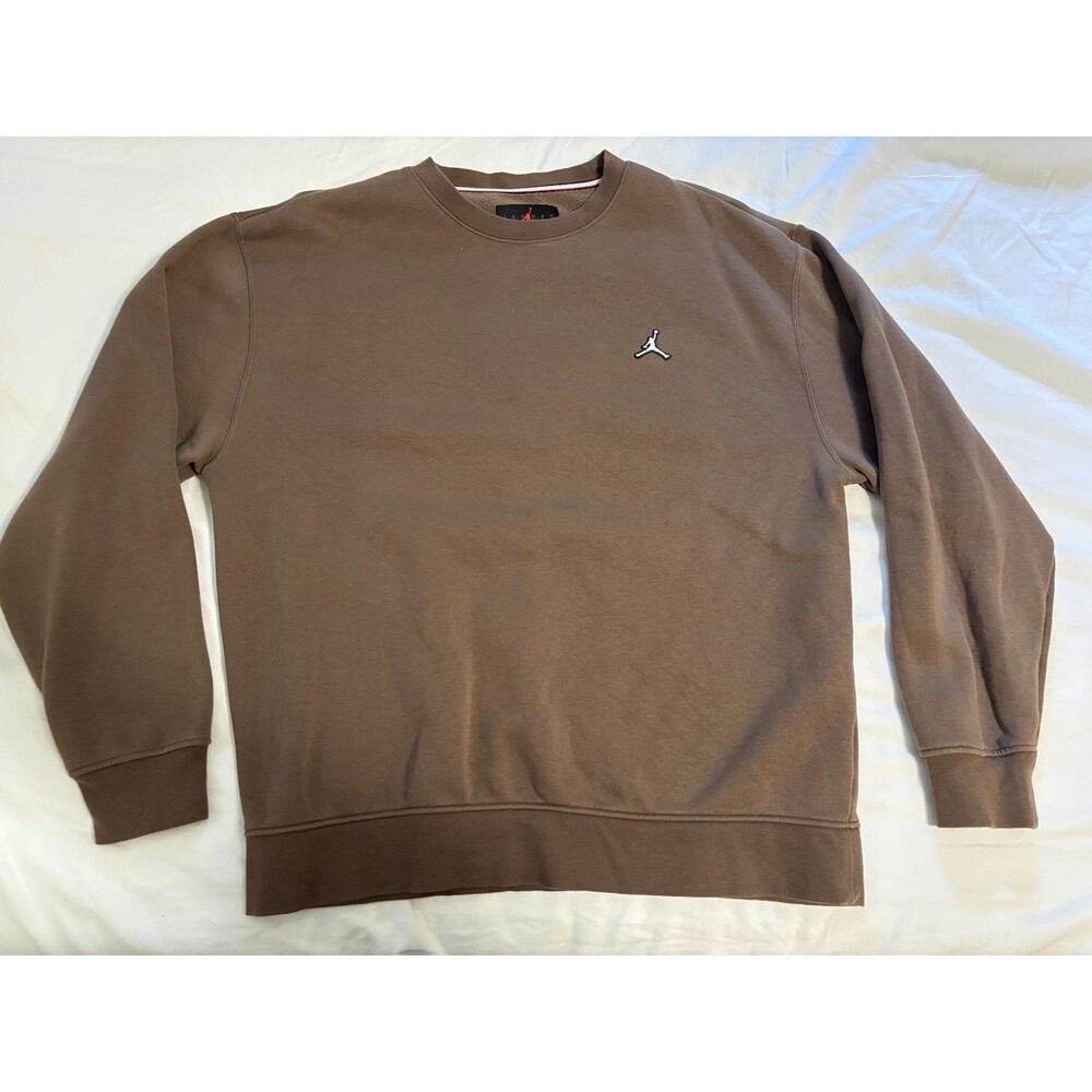 Jordan Flight Fleece Crewneck Sweatshirt Men's Large Brown Embroidered Jumpman